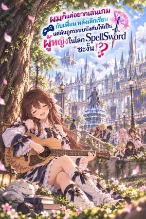 ปกนิยาย ผมก็แค่อยากเล่นเกมกับเพื่อนหลังเลิกเรียน แต่ดันถูกระบบบังคับให้เป็นผู้หญิงในโลก SpellSword ซะงั้น!?