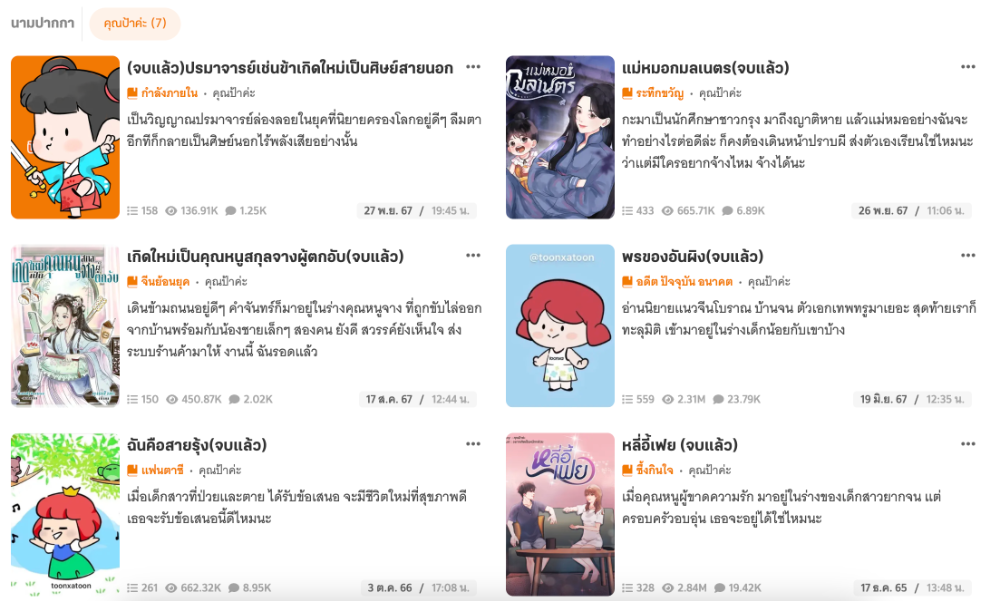 ผลงานนิยายของ คุณป้าค่ะ 