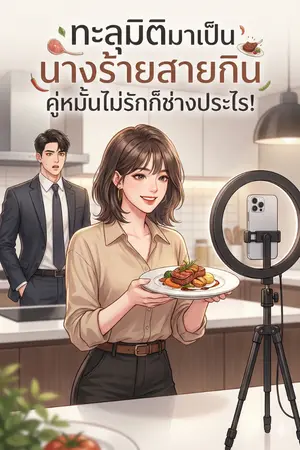 ปกนิยาย ทะลุมิติมาเป็นนางร้ายสายกิน คู่หมั้นไม่รักก็ช่างประไร!