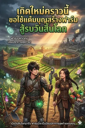 ปกนิยาย ชื่อเรื่อง: เกิดใหม่คราวนี้ ขอใช้แต้มบุญสร้างฟาร์มสู้รบวันสิ้นโลก