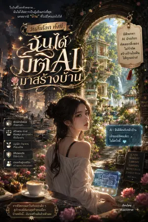 ปกนิยาย วันสิ้นโลกทั้งที ฉันได้มิติ AI ไว้สร้างบ้าน