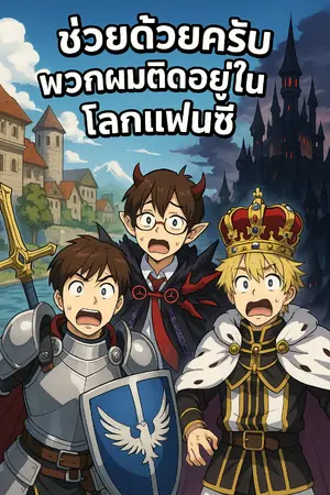 ปกนิยาย ช่วยด้วยครับ พวกผมติดอยู่ในโลกแฟนซี