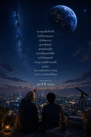 ปกนิยาย บทสนทนาบนจุดสีฟ้าอ่อน