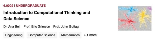 6.0002 Introduction to Computational Thinking and Data Science