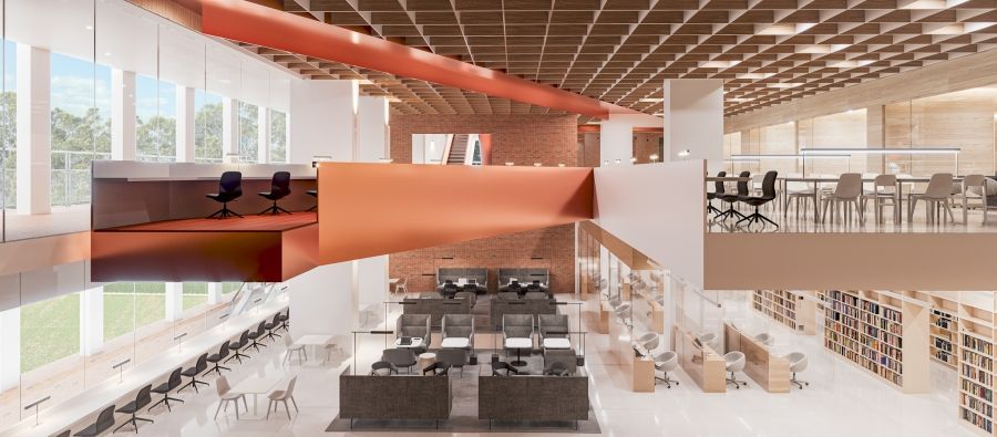 ห้องสมุด 2 ชั้น ที่ได้รับการออกแบบเป็นพิเศษโดยนักออกแบบตกแต่งภายในที่มีชื่อเสียงระดับประเทศ