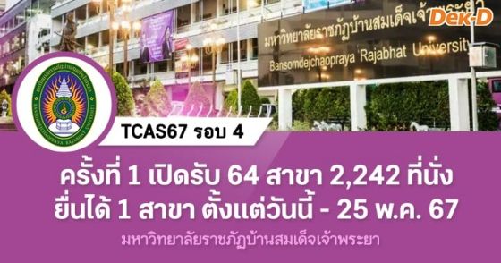 TCAS67 รอบ 4 : มหาวิทยาลัยราชภัฏบ้านสมเด็จเจ้าพระยา (ครั้งที่ 1)