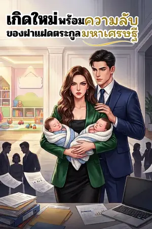 ปกนิยาย เกิดใหม่พร้อมความลับของฝาแฝดตระกูลมหาเศรษฐี