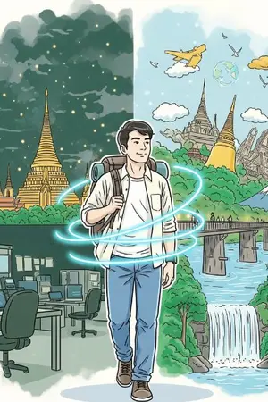 ปกนิยาย เกิดใหม่ในโลกคู่ขนานพร้อมกับระบบท่องเที่ยว