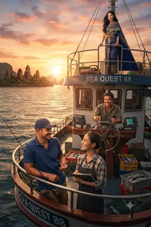 ปกนิยาย หนีรักมาพักใจ ไหงได้กลายเป็นเจ้าสมุทรไปซะได้