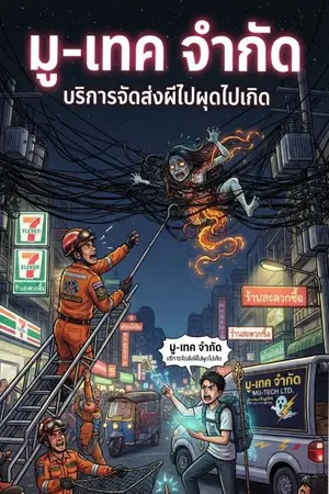 ปกนิยาย มู-เทค จำกัด: บริการจัดส่งผีไปผุดไปเกิด