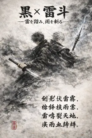 ปกนิยาย คุโระ × ไรโตะ : ย่ำสายฟ้าผ่าสายฝน