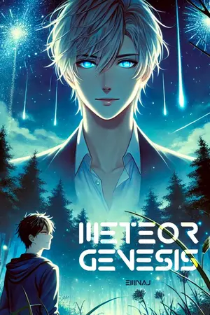 ปกนิยาย "Meteor Genesis" (การกำเนิดบางสิ่งที่มาพร้อมฝนดาวตก)