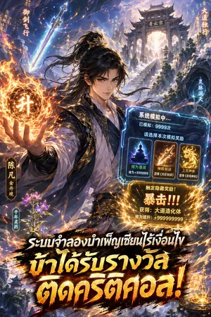 ปกนิยาย ระบบจำลองบำเพ็ญเพียรไร้เงื่อนไข ข้าได้รับรางวัลติดคริติคอล