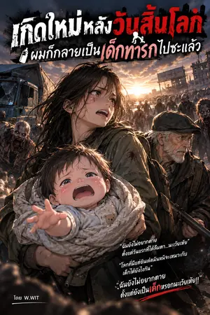 ปกนิยาย เกิดใหม่หลังวันสิ้นโลกผมก็กลายเป็นเด็กทารกไปซะแล้ว