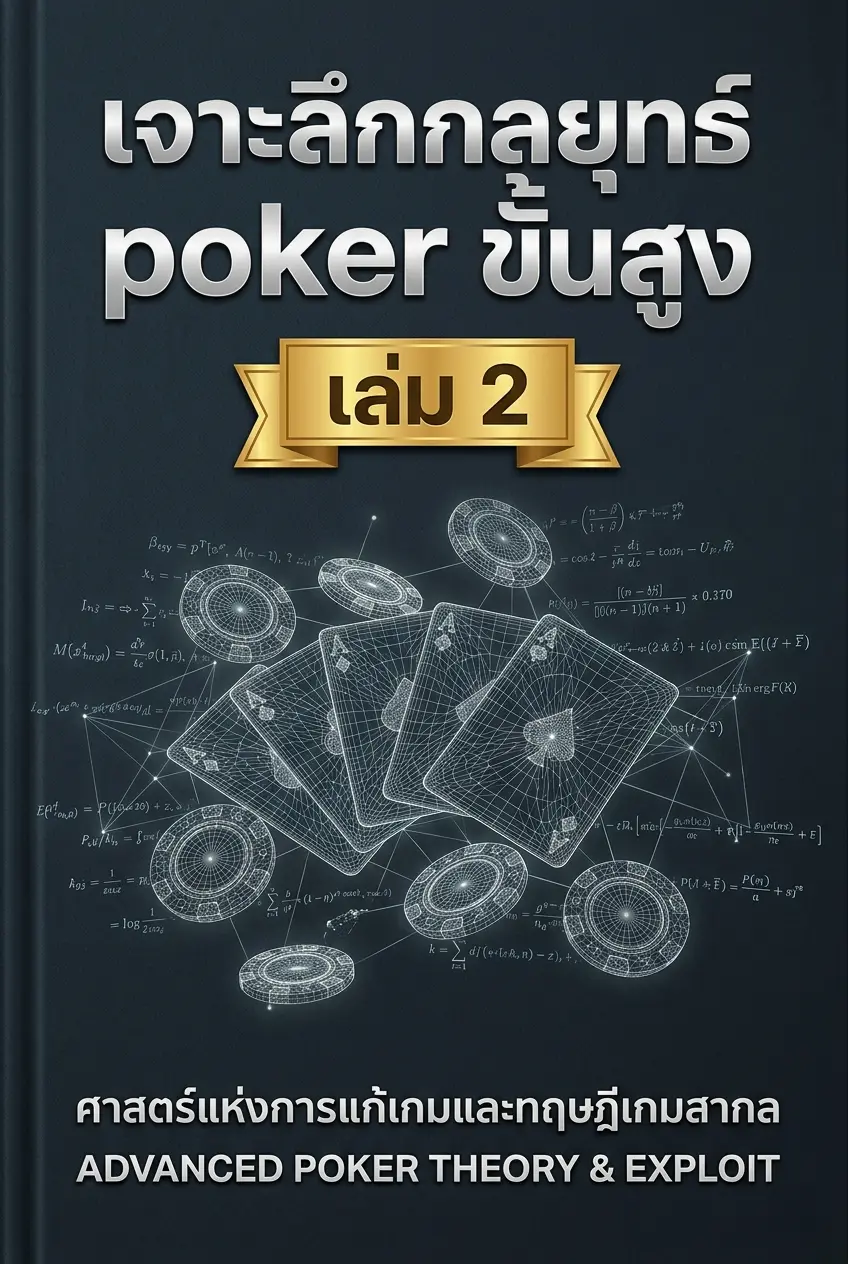 ปกนิยาย เล่ม 2 เจาะลึกกลยุทธ์ Poker ขั้นสูง ศาสตร์แห่งการแก้เกมและทฤษฎีเกมสากล