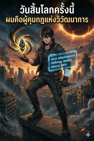 ปกนิยาย วันสิ้นโลกครั้งนี้ ผมคือผู้คุมกฎแห่งวิวัฒนาการ