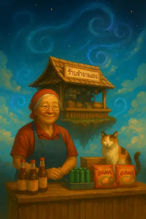 ปกนิยาย ร้านชำยายแดงข้ามมิติ : เมื่อมาม่า ยาดม น้ำปลา กลายเป็นของวิเศษ