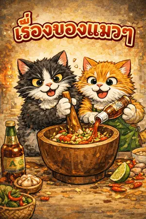 ปกนิยาย เรื่องของแมวๆพี่ดำน้องส้ม