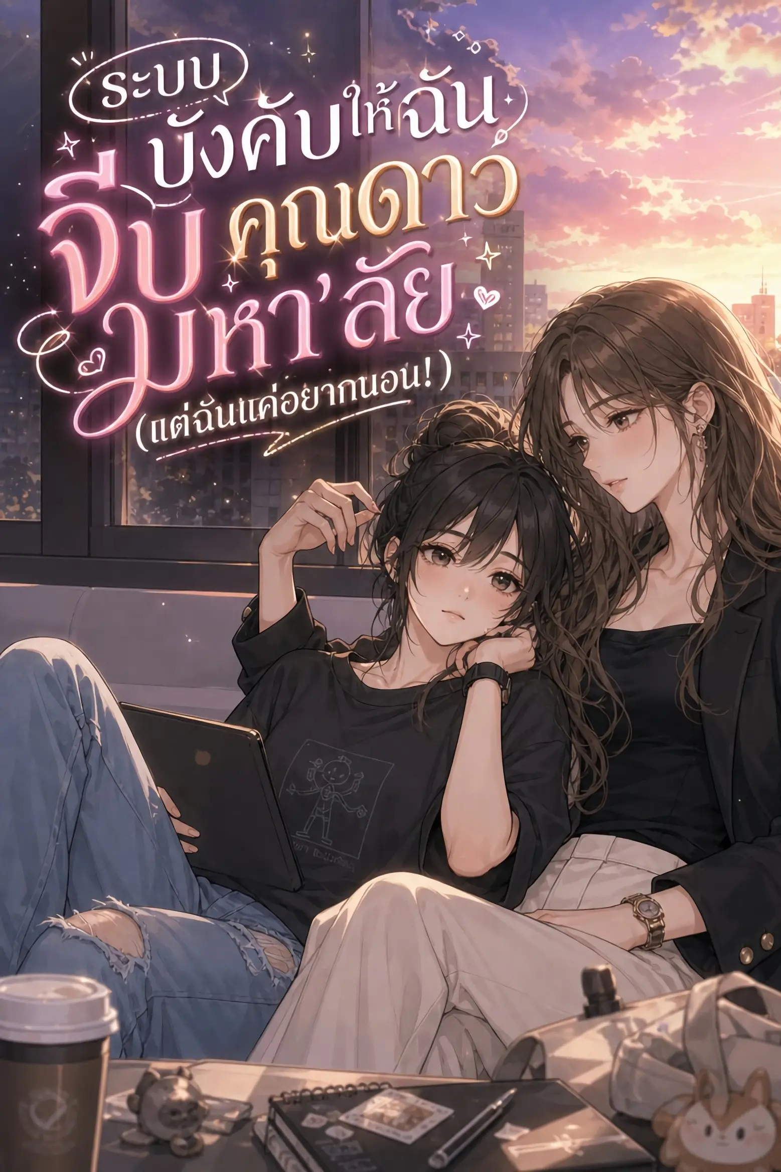 ปกนิยาย ระบบบังคับให้ฉันจีบคุณดาวมหา'ลัย (แต่ฉันแค่อยากนอน!)
