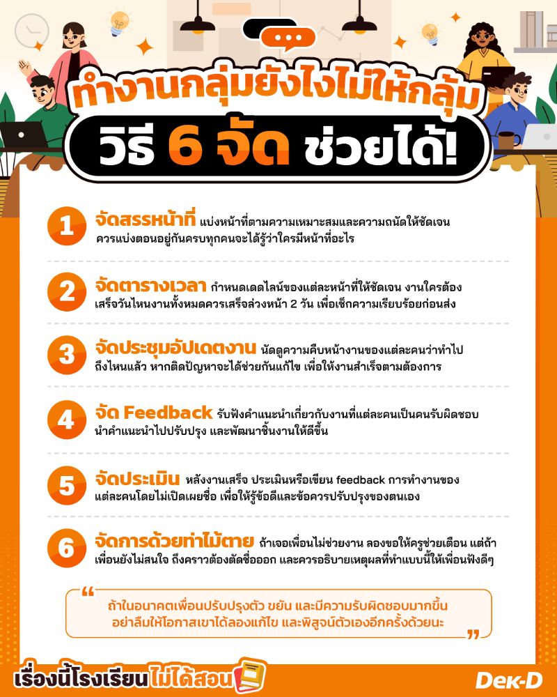 ทำงานกลุ่มยังไงไม่ให้กลุ้ม วิธี 6 จัด ช่วยได้!