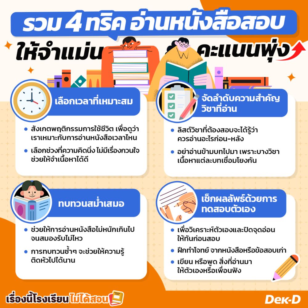 รวม 4 ทริค อ่านหนังสือสอบให้จำแม่น คะแนนพุ่ง