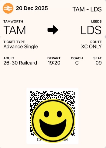 ตัวอย่างตั๋วรถไฟ E-ticket ประเภท Advance แบบระบุที่นั่ง