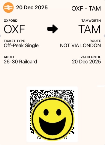 ตัวอย่างตั๋วรถไฟ E-ticket ประเภท Off-Peak แบบไม่ระบุที่นั่ง
