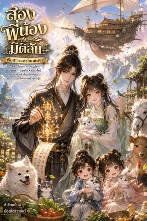 ปกนิยาย สองพี่น้องกับมิติลับเรือเหาะแห่งโชคชะตา