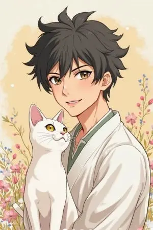 ปกนิยาย เสียงใจแมวขาว กับคำสาปในคืนฝนตก