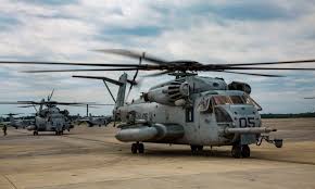 Marine Corps CH-53 damaged during ground taxi Class A mishap