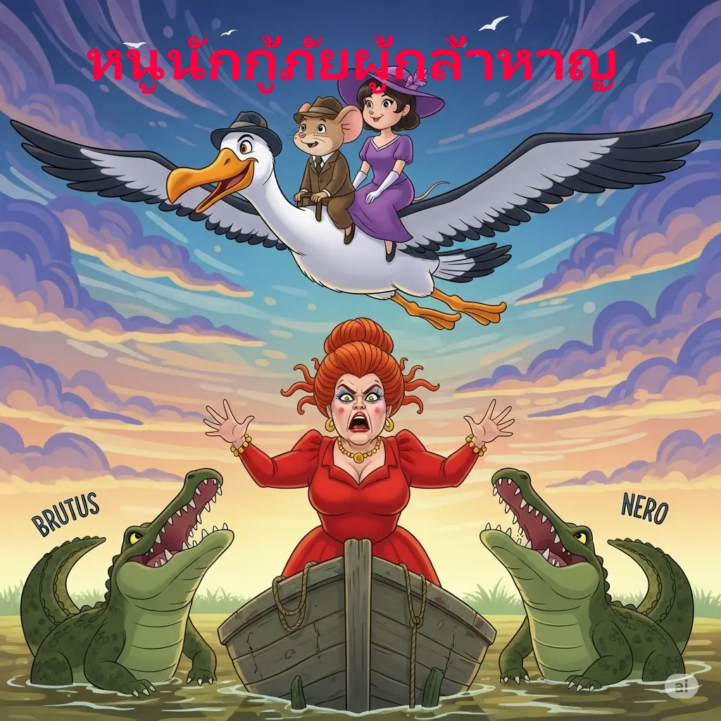 ปกนิยาย การผจญภัยของเบอร์นาร์ดและบิอันก้า หนูนักกู้ภัยผู้กล้าหาญ