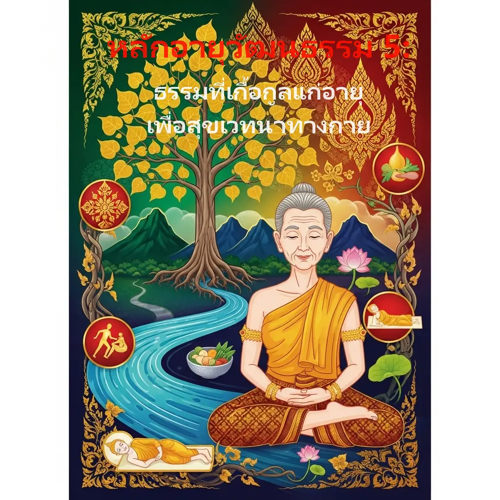 ปกนิยาย หลักอายุวัฒนธรรม 5: ธรรมที่เกื้อกูลแก่อายุเพื่อสุขเวทนาทางกาย