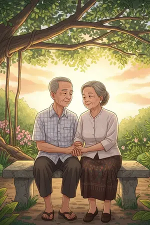 ปกนิยาย รักของตายายที่ปลายขอบฟ้า