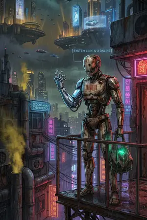 ปกนิยาย เกิดใหม่ทั้งที ดันซวยได้เป็นหุ่นกรรมกรแขนมือสามในสลัมไซเบอร์พังค์!