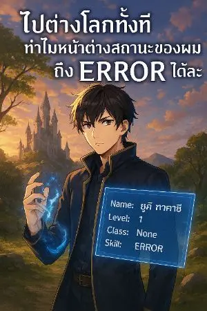ปกนิยาย ✨ ไปต่างโลกทั้งทีทำไมหน้าต่างสถานะของผมถึง ERROR ได้ละ ✨