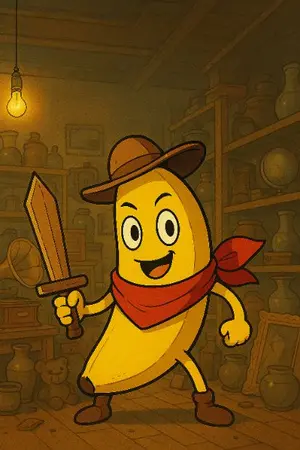 ปกนิยาย กล้วยผจญภัย: วีรบุรุษเปลือกบางกับร้านขายของเก่าอลเวง