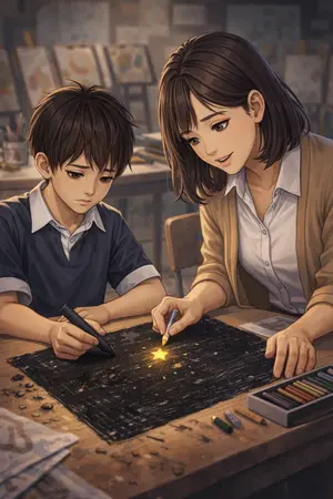 ปกนิยาย ภาพวาดสีดำ กับ ครูผู้มองเห็นรุ้งกินน้ำ