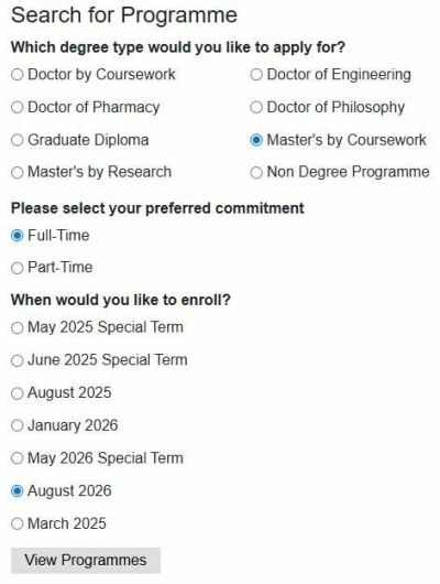 การค้นหาหลักสูตร NUS MBA (อ้างอิงวิธีการสมัคร ข้อ 2.)