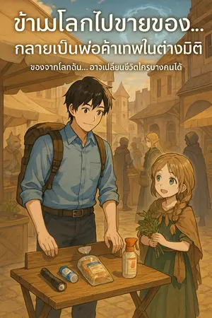 ปกนิยาย ข้ามโลกไปขายของ…กลายเป็นพ่อค้าเทพในต่างมิติ