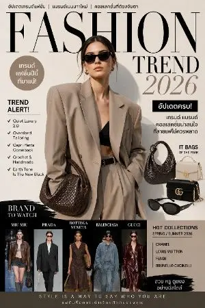 ปกนิยาย Fashion Trend 2026: เทรนด์แฟชั่นและแบรนด์ที่น่าจับตามอง