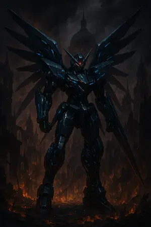 ปกนิยาย “จักรกลศักดิ์สิทธิ์: มหายุทธแห่งโลกล่มสลาย”