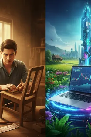 ปกนิยาย ความสุขที่งอกเงย: กับการสร้างตัวของหนุ่มตกงาน"