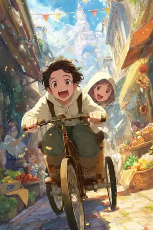 ปกนิยาย คนปั่นสามล้อในอาณาจักรเวทมนตร์เอเรเดล