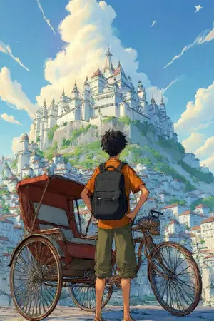 ปกนิยาย คนปั่นสามล้อในอาณาจักรเวทมนตร์เอเรเดล