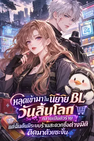 ปกนิยาย หลุดเข้ามาในนิยาย BL วันสิ้นโลก กลายเป็นตัวร้าย แต่ฉันดันมีระบบร้านสะดวกซื้อต่างมิติติดมาด้วยซะงั้น