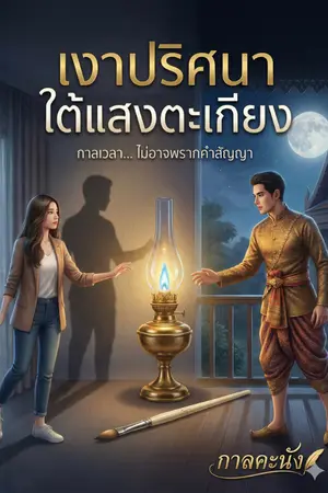 ปกนิยาย เงาปริศนาใต้แสงตะเกียง