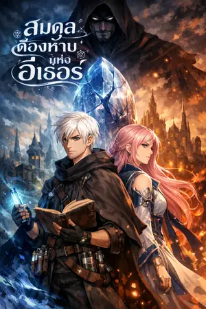 ปกนิยาย สมดุลต้องห้ามแห่งอีเธอร์”  (Forbidden Balance of Aether)