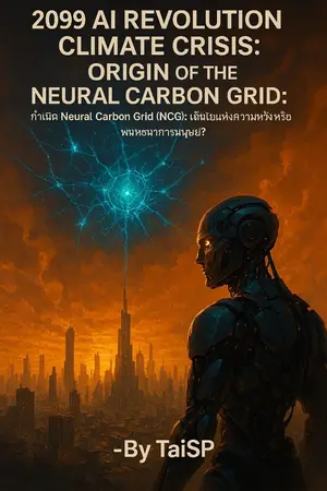 ปกนิยาย 2099 AI REVOLOTION CLIMATE CRISIS: ORIGIN of THE NEURAL CARBON GRID  เส้นใยแห่งความหวัง หรือพันธนาการมนุษย์?