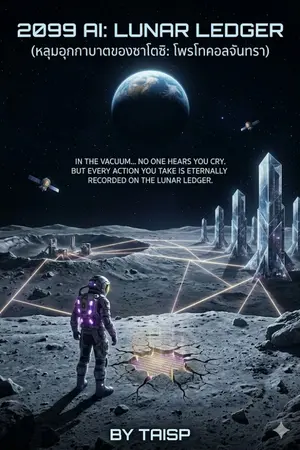 ปกนิยาย 2099 AI: Lunar Ledger (หลุมอุกกาบาตของซาโตซิ: โพรโทคอลจันทรา)