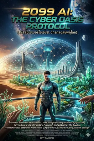 ปกนิยาย 2099 AI: The Cyber Oasis Protocol (รหัสลับไซเบอร์โอเอซิส: จักรกลจุลชีพกู้โลก)